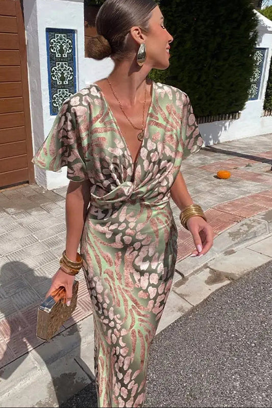 Elegant V-Neck Summer Cocktail Dress