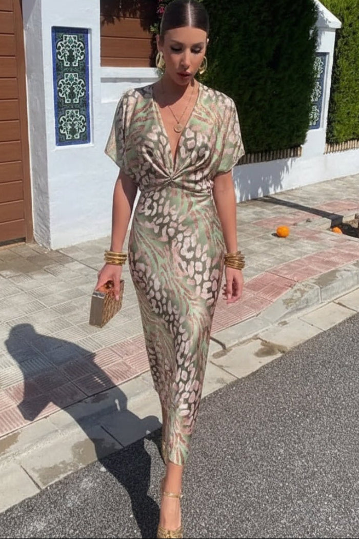 Elegant V-Neck Summer Cocktail Dress